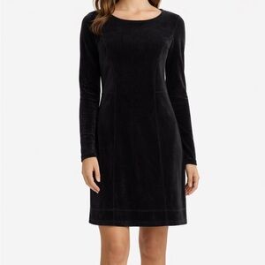 Soma black velour minimalist long sleeve dress XS